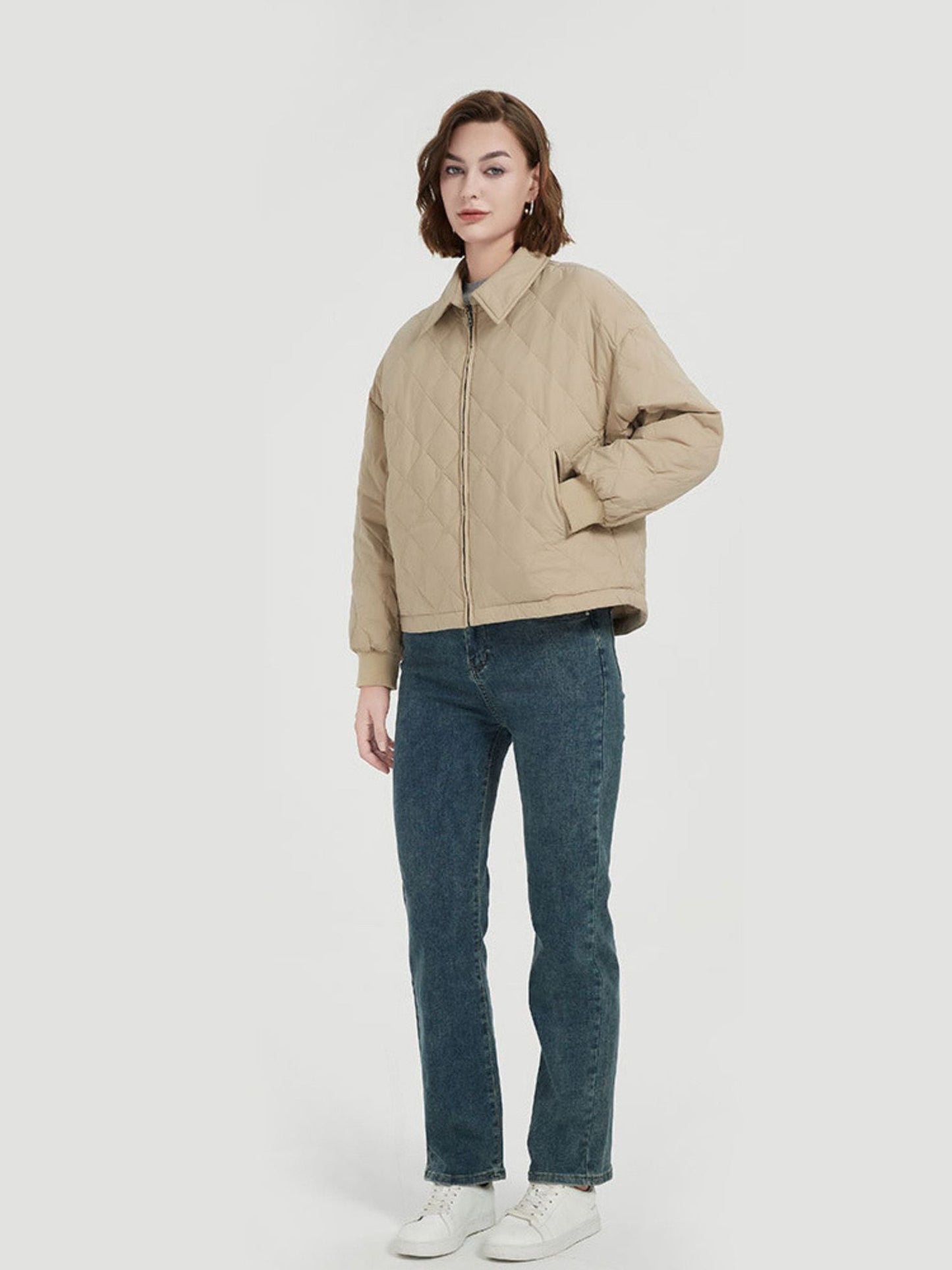 Thick Quilted Down Coat with Pockets
