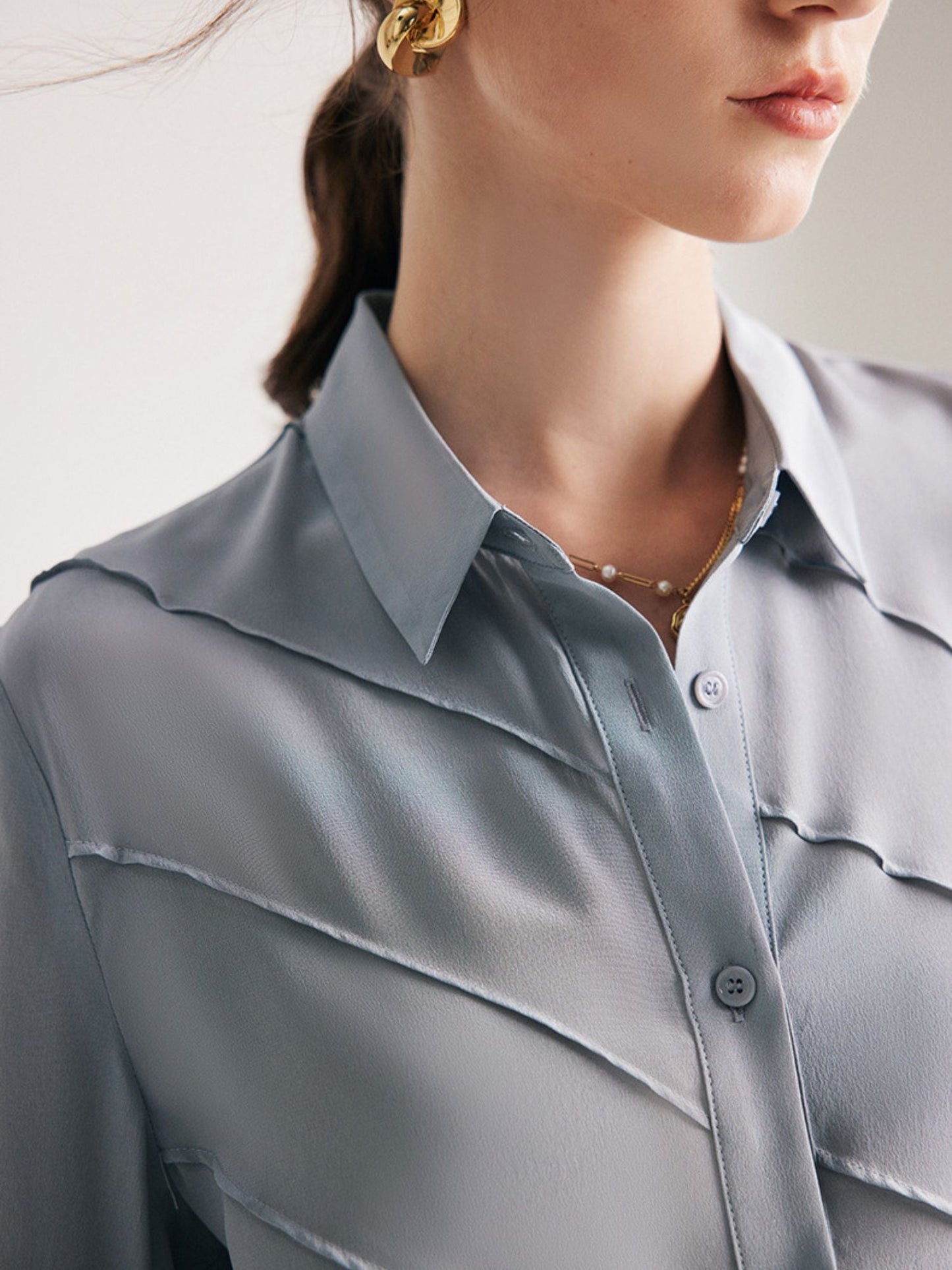 Structured Striped Silk Blouse