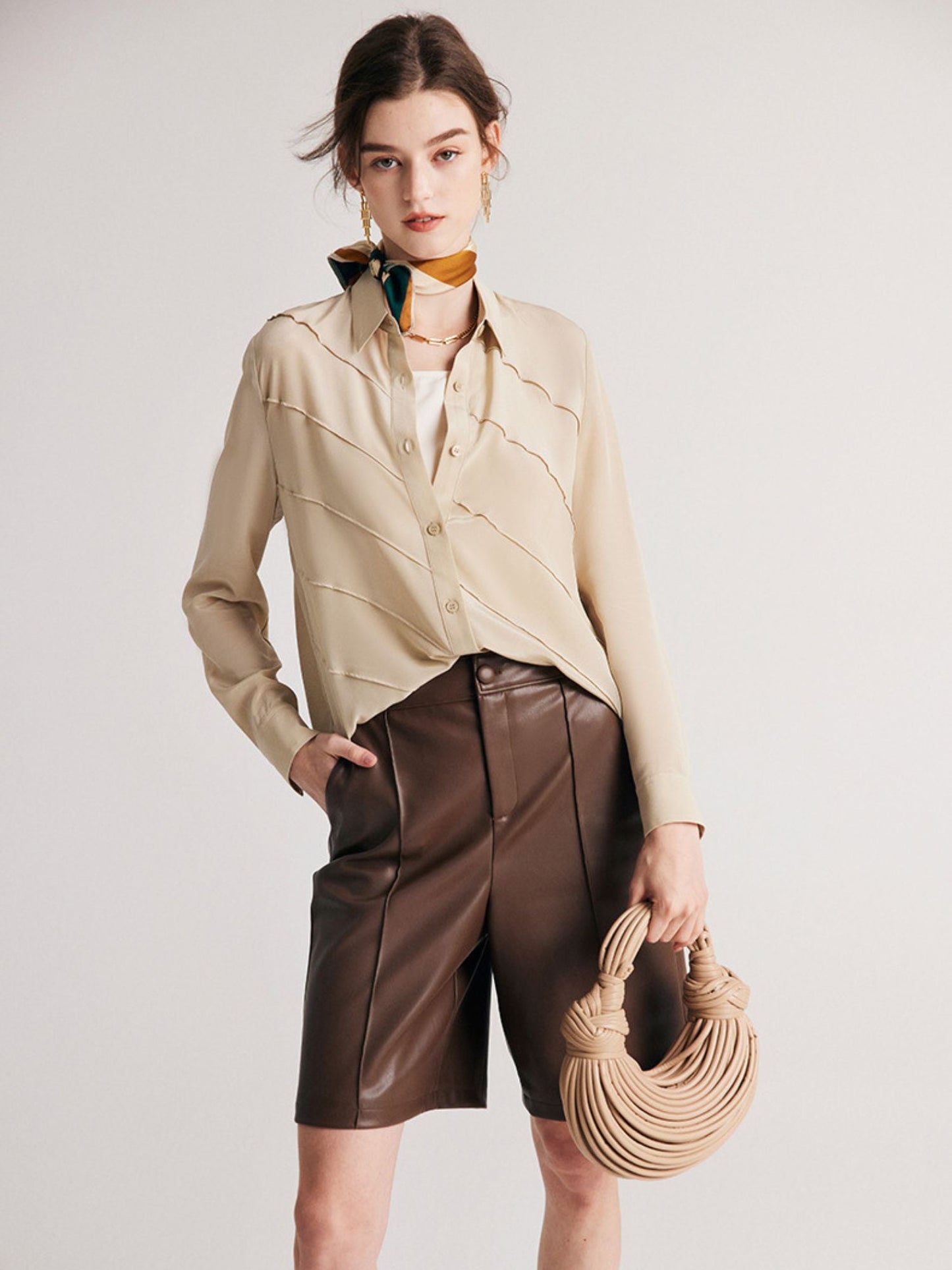 Structured Striped Silk Blouse