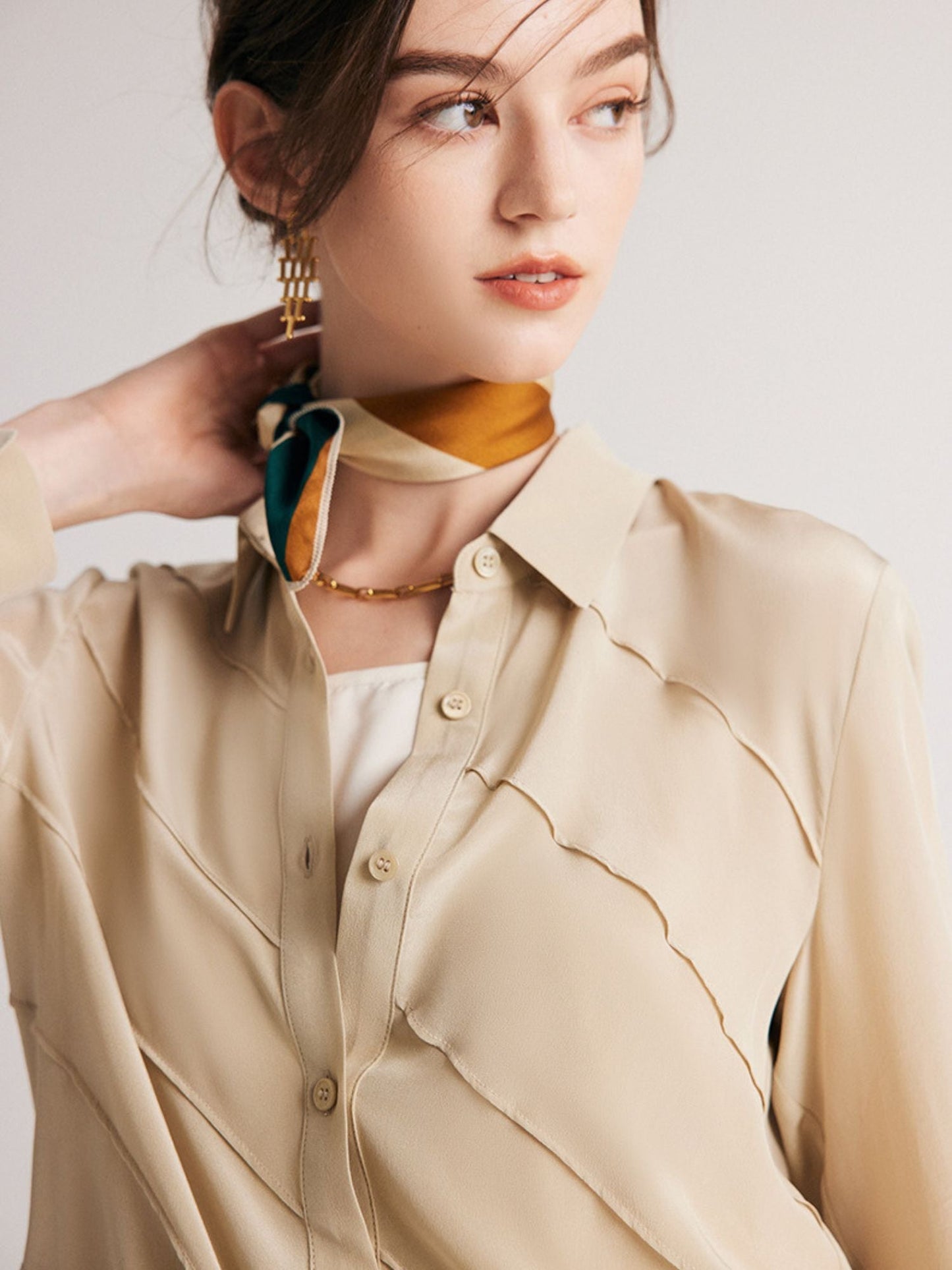 Structured Striped Silk Blouse