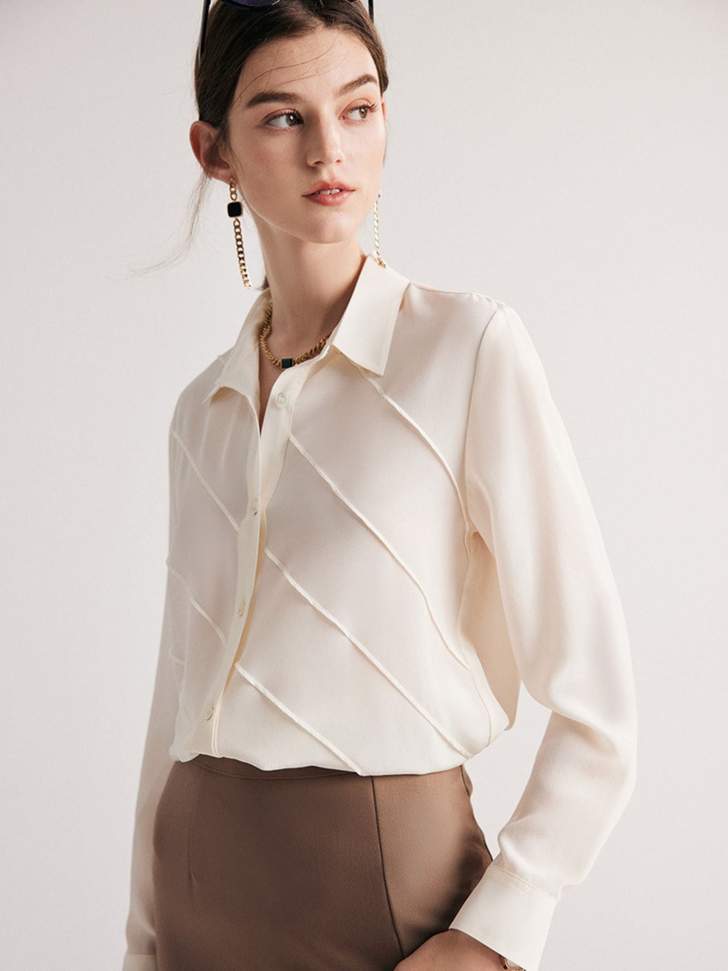 Structured Striped Silk Blouse