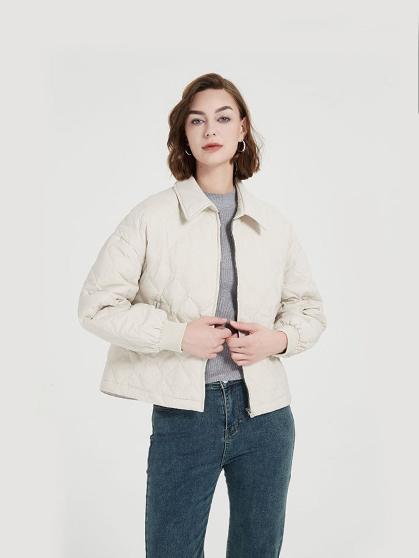 Thick Quilted Down Coat with Pockets