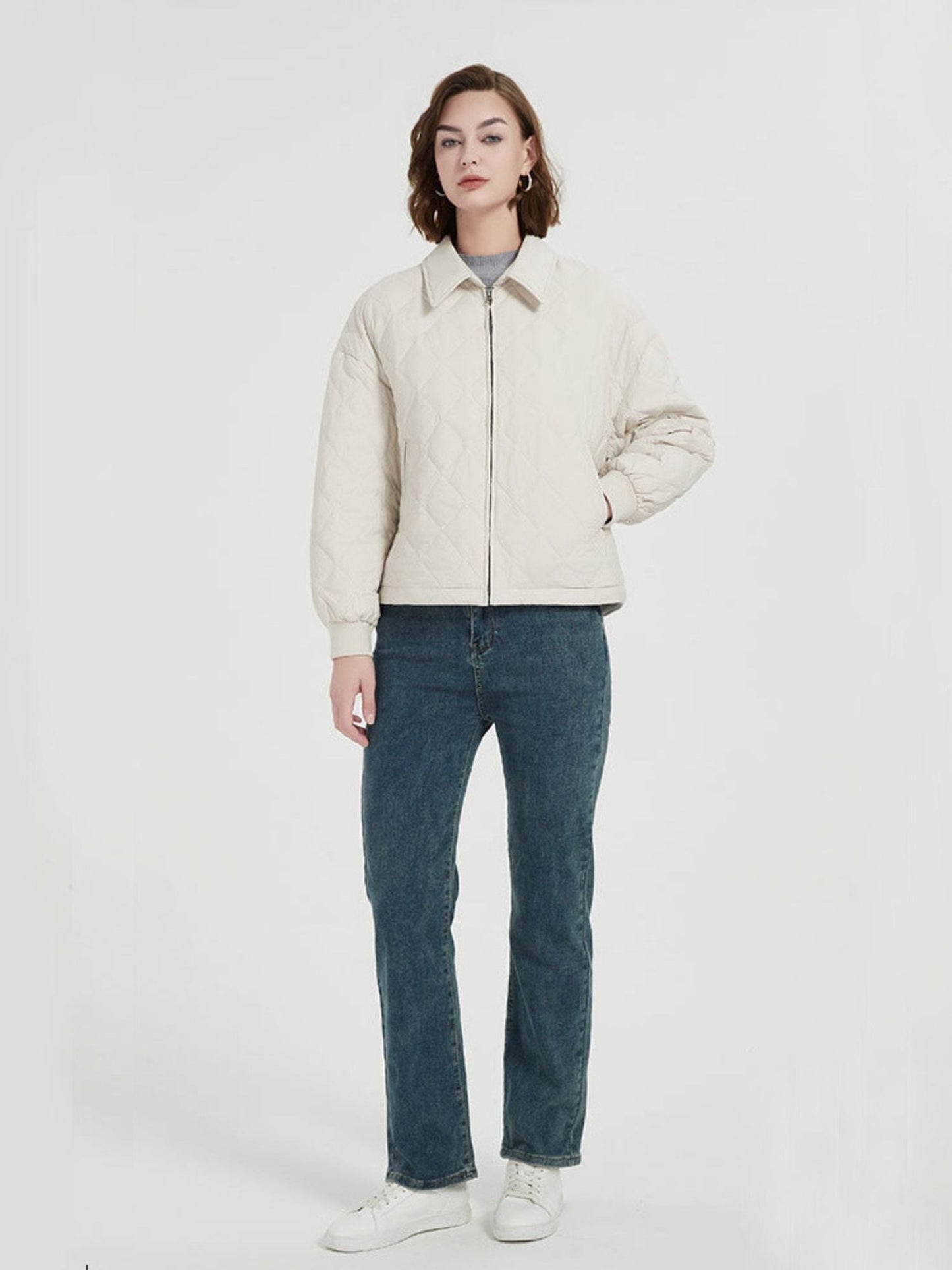 Thick Quilted Down Coat with Pockets