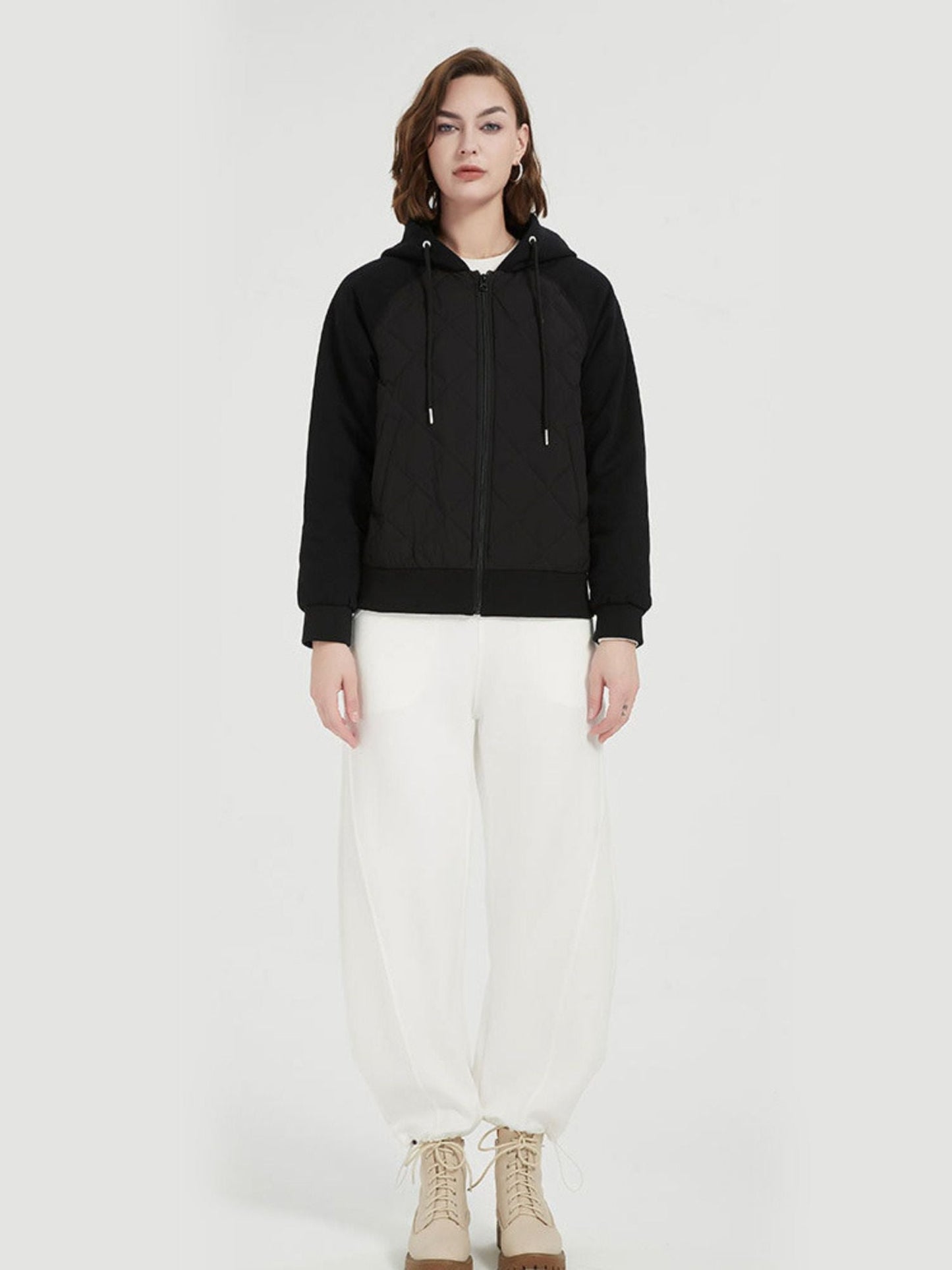 Quilted Down Jacket with Hood
