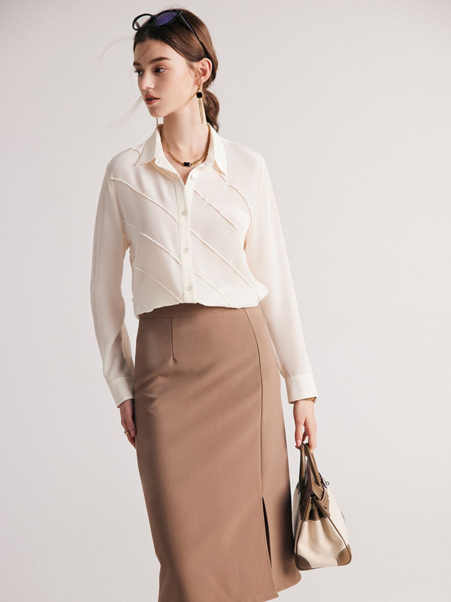 Structured Striped Silk Blouse
