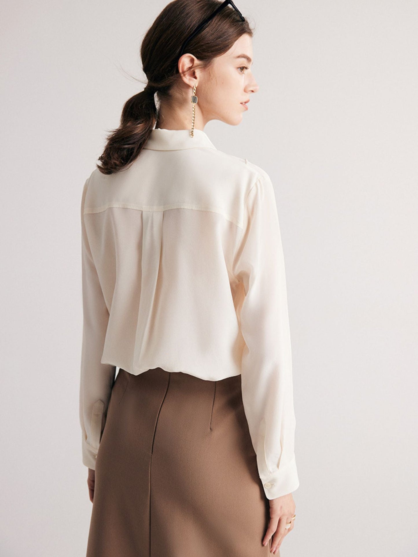 Structured Striped Silk Blouse