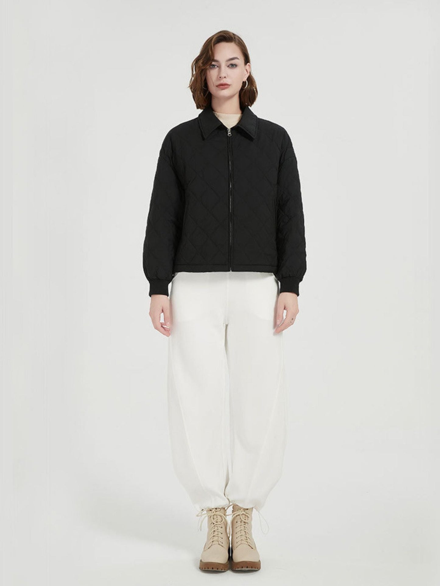 Thick Quilted Down Coat with Pockets