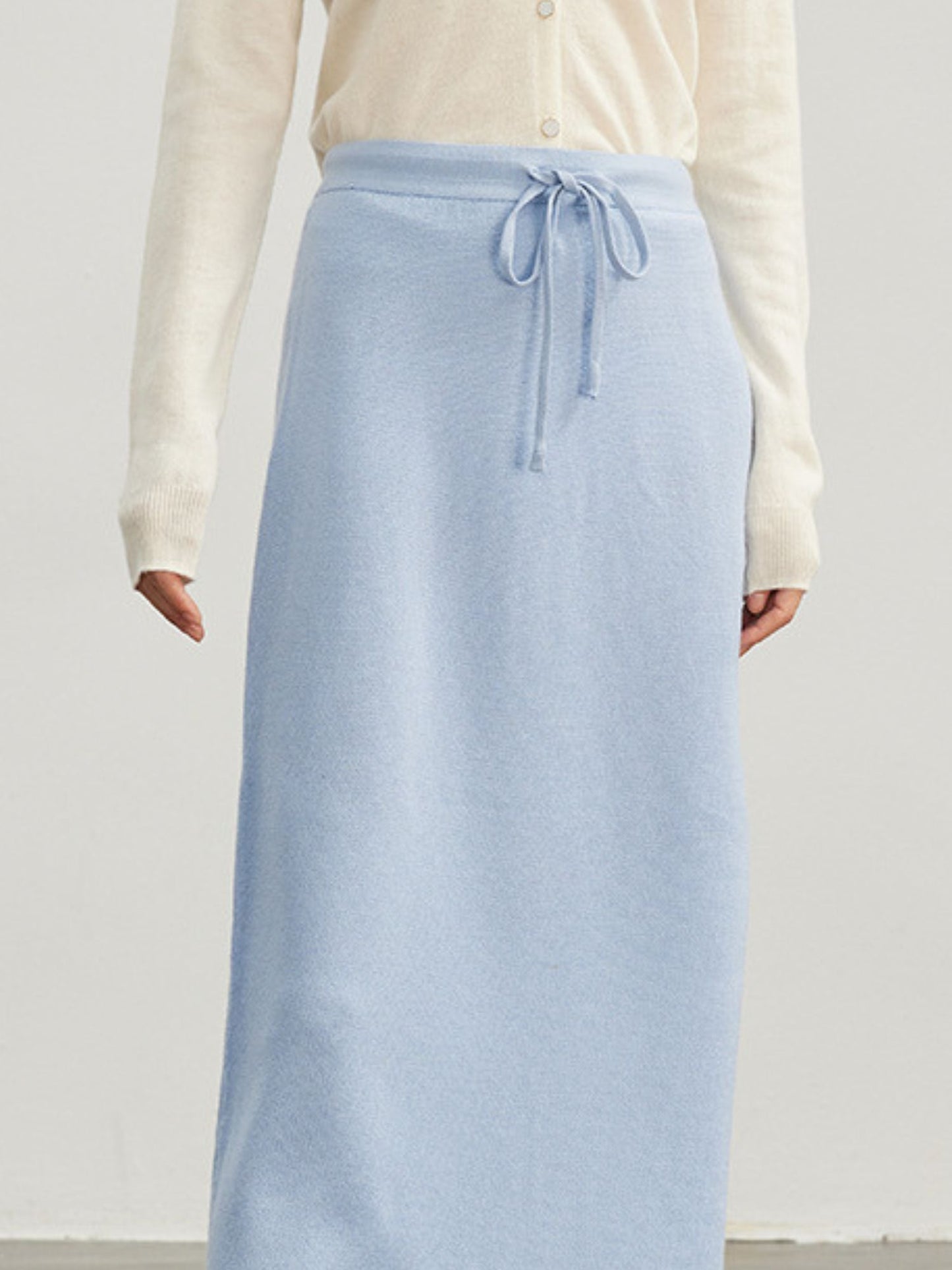 Wool Knitted Skirt with Drawstring