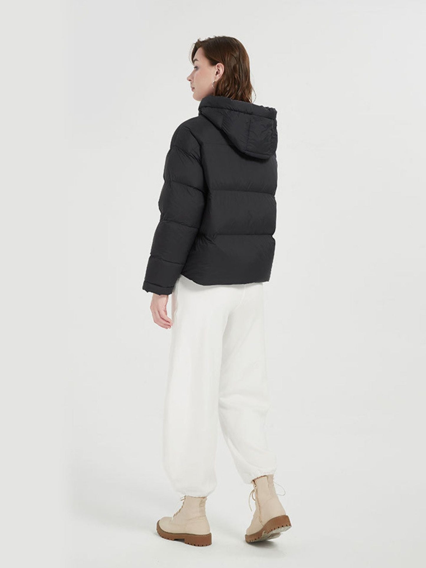 Thick Down Jacket with Hood and Pockets