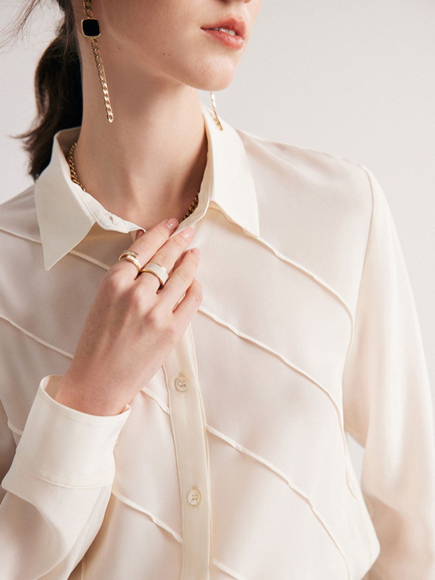 Structured Striped Silk Blouse