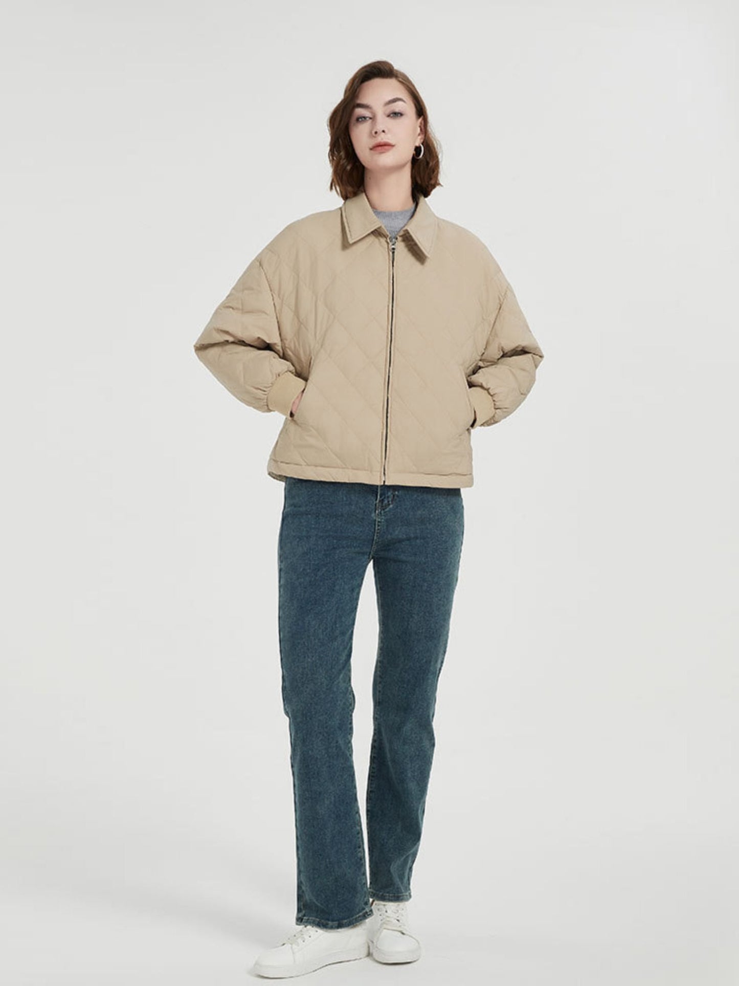 Thick Quilted Down Coat with Pockets