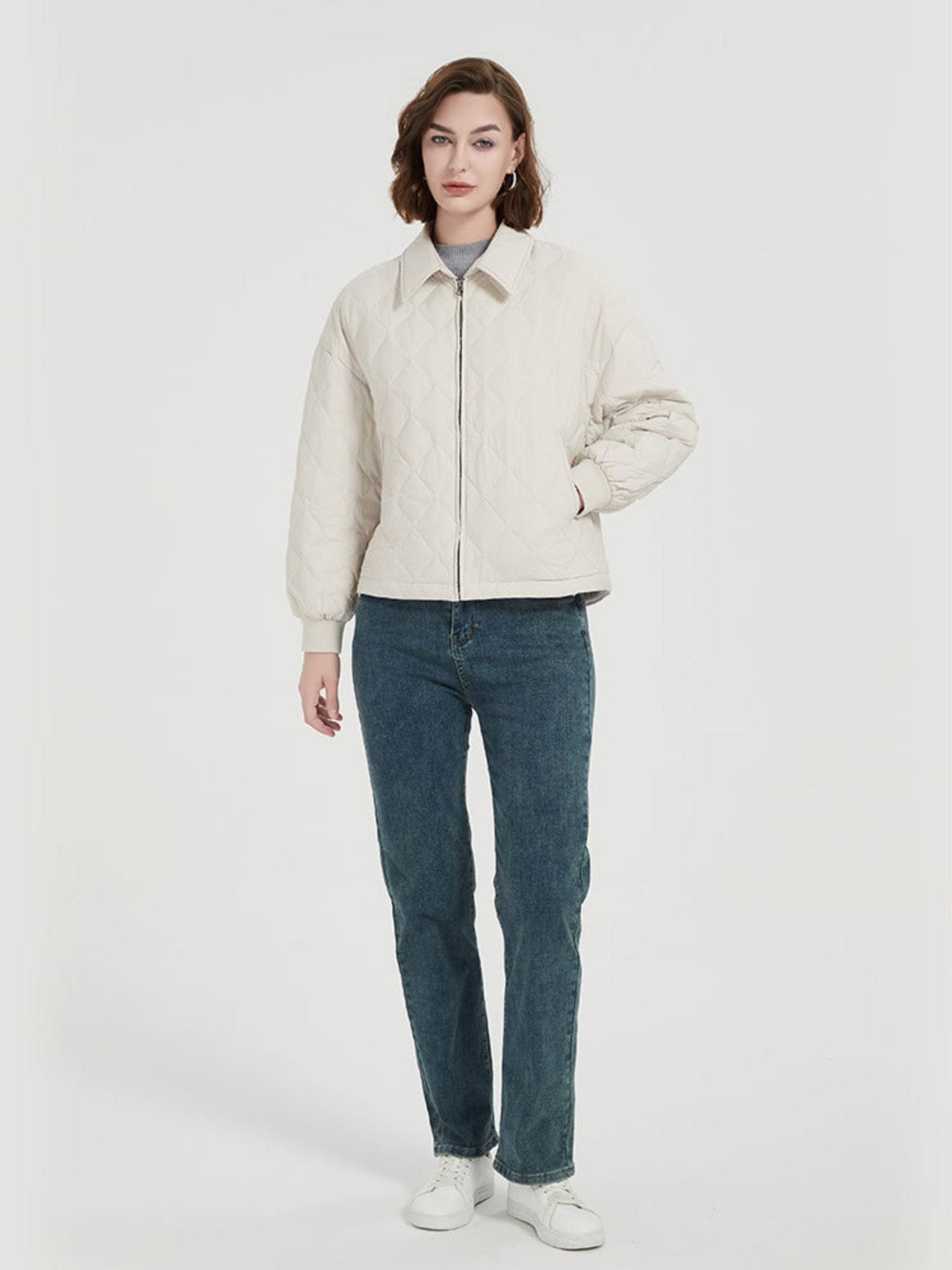 Thick Quilted Down Coat with Pockets