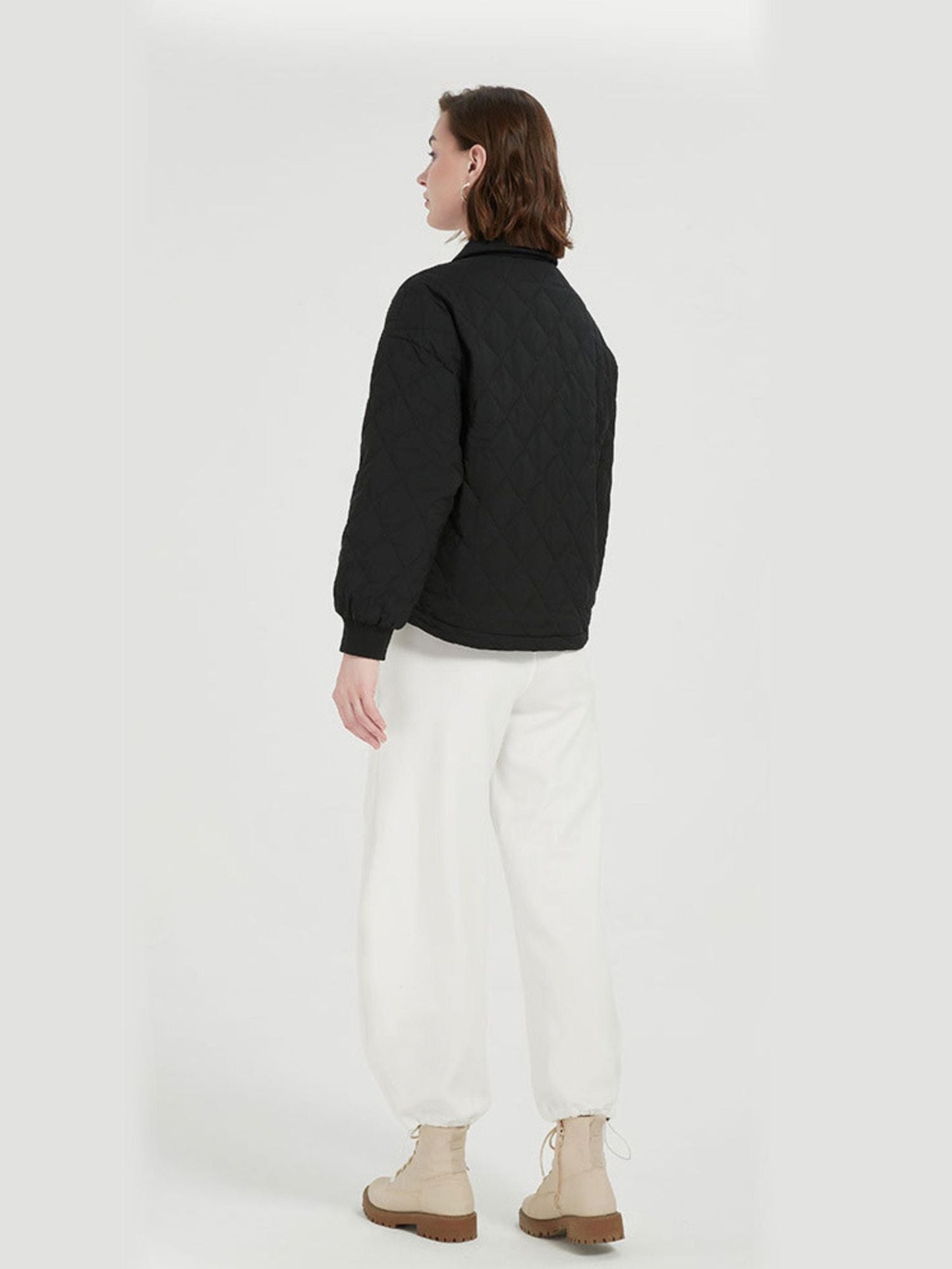 Thick Quilted Down Coat with Pockets